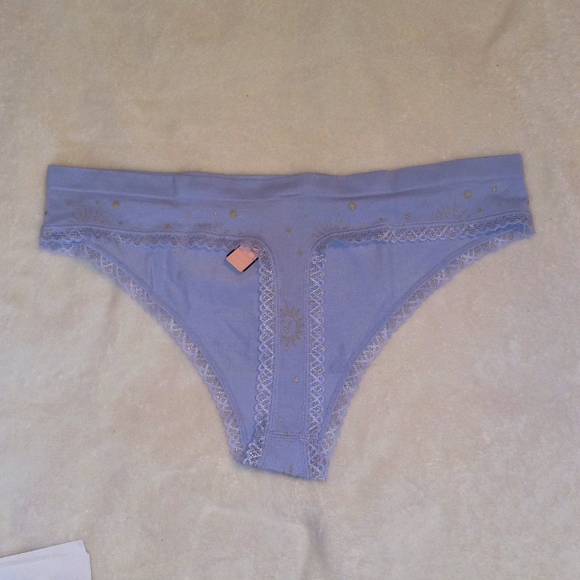 Victoria secret Seamless Foil & Lace Thong Panty Size XL Color Violetta - Picture 2 of 4